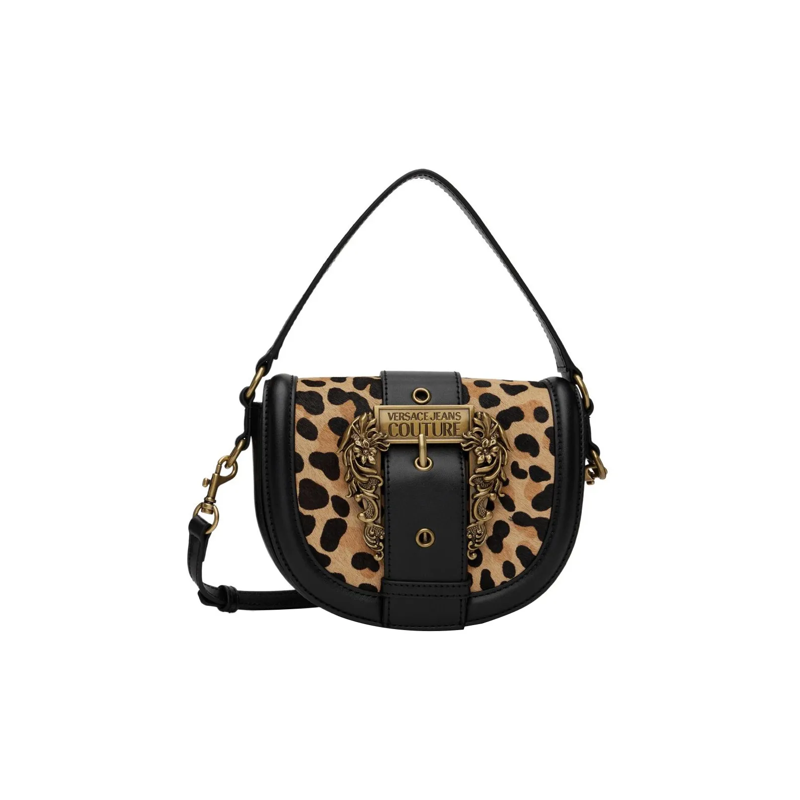 VERSACE JEANS COUTURE Полированная кожа с телятничной кожей портативная сумка через плечо сумка на плечо женская черная