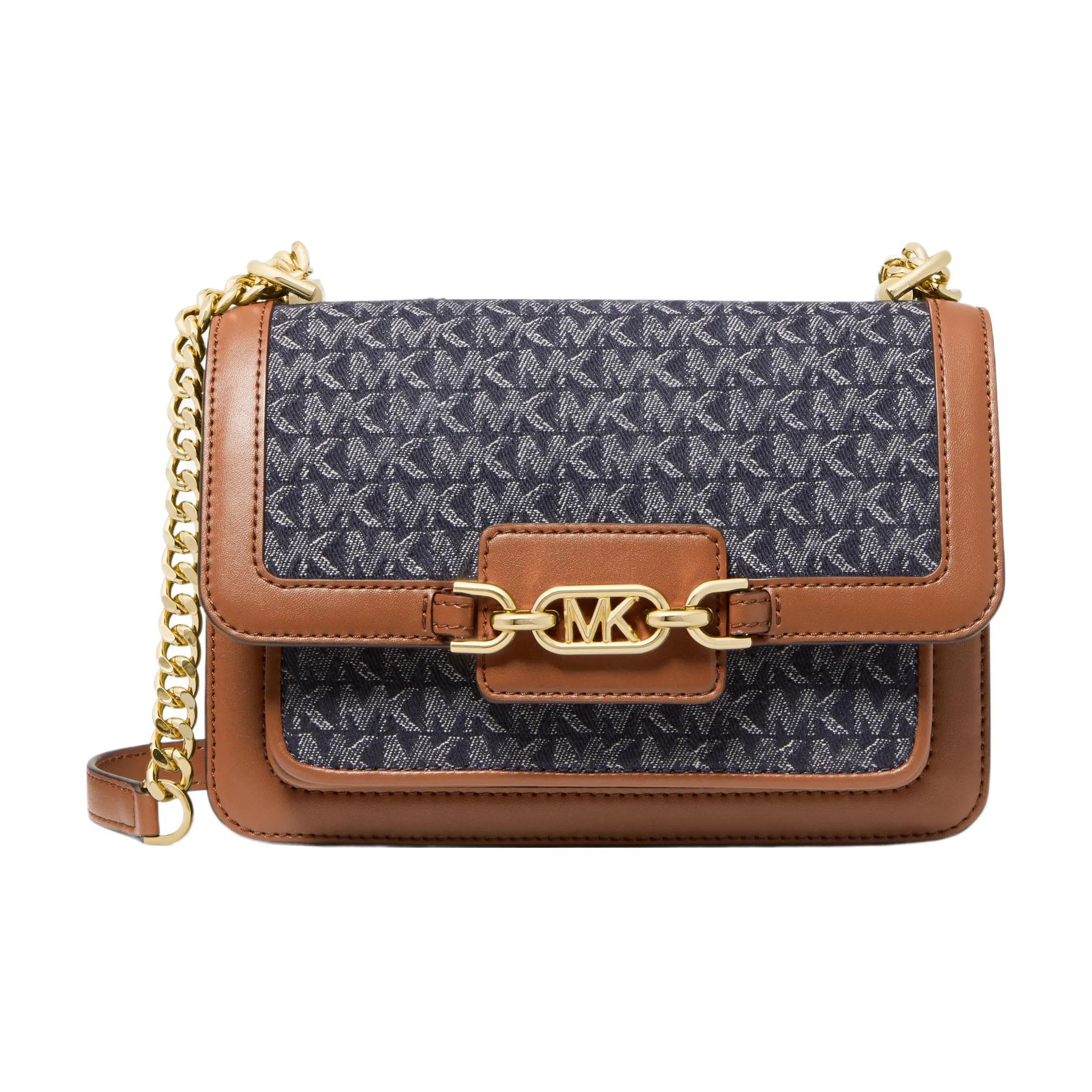 MICHAEL KORS Heather Denim Jacquard Shoulder Bag Crossbody Bag Large Size Women's Denim Blue