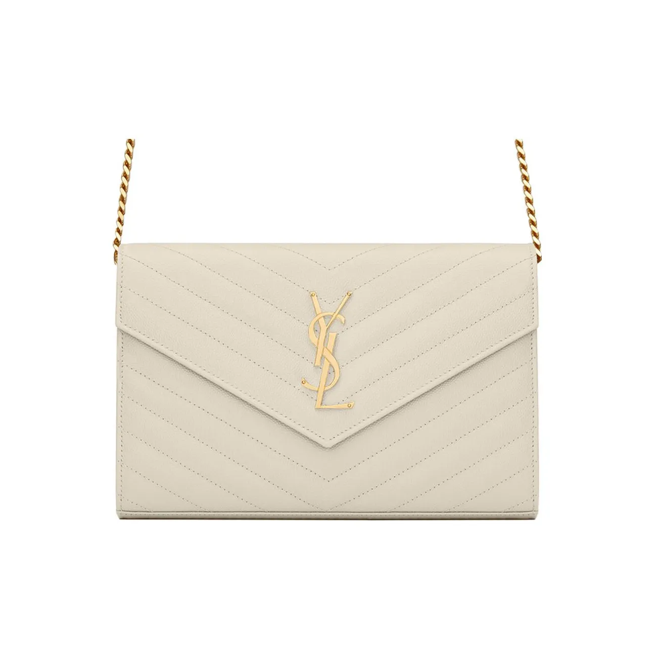 SAINT LAURENT CASSANDRE Cow Leather Wallets Crossbody Bags Shoulder Bags Women's Vintage White