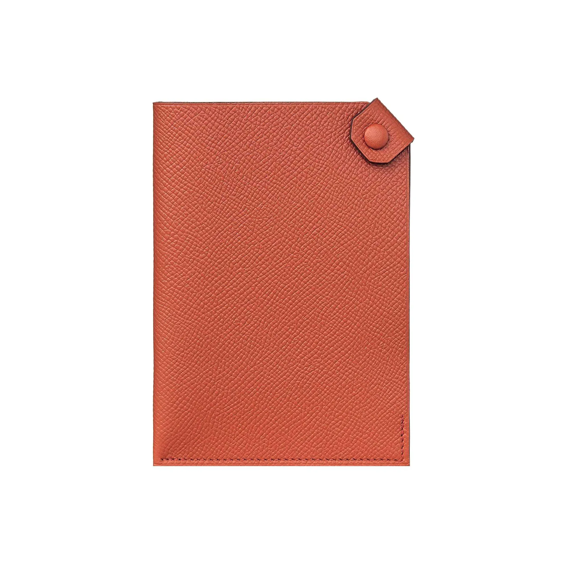 HERMES Tarmac Epsom Calfskin Passport Holder Unisex R1 Terre Battue Red Clay