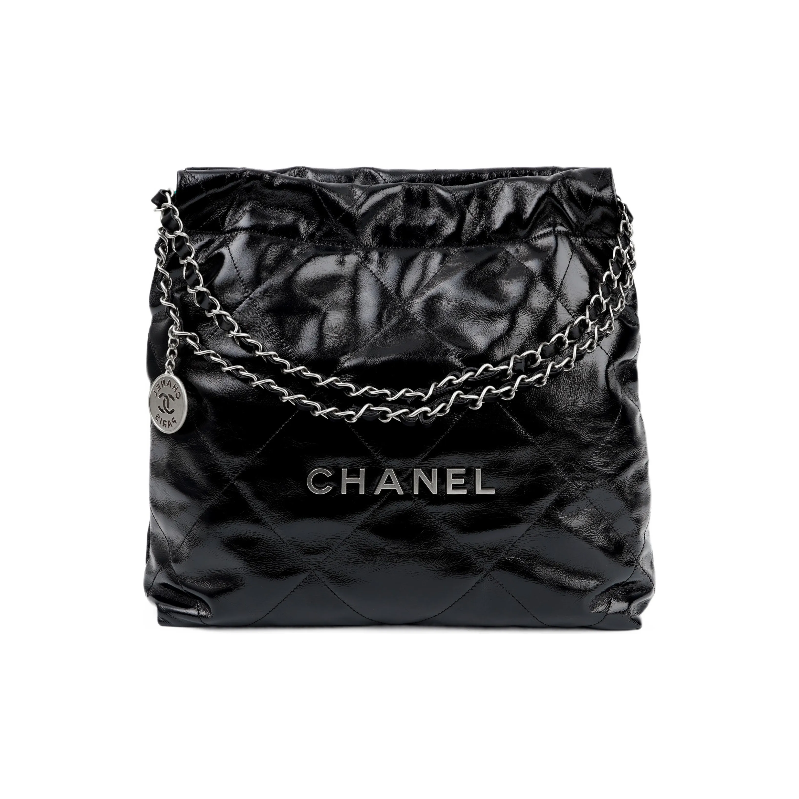 CHANEL 22Bag Smooth Finish Calfskin Tote Bag Shopping Bag Crossbody Bag Shoulder Bag Small Size Women's Black