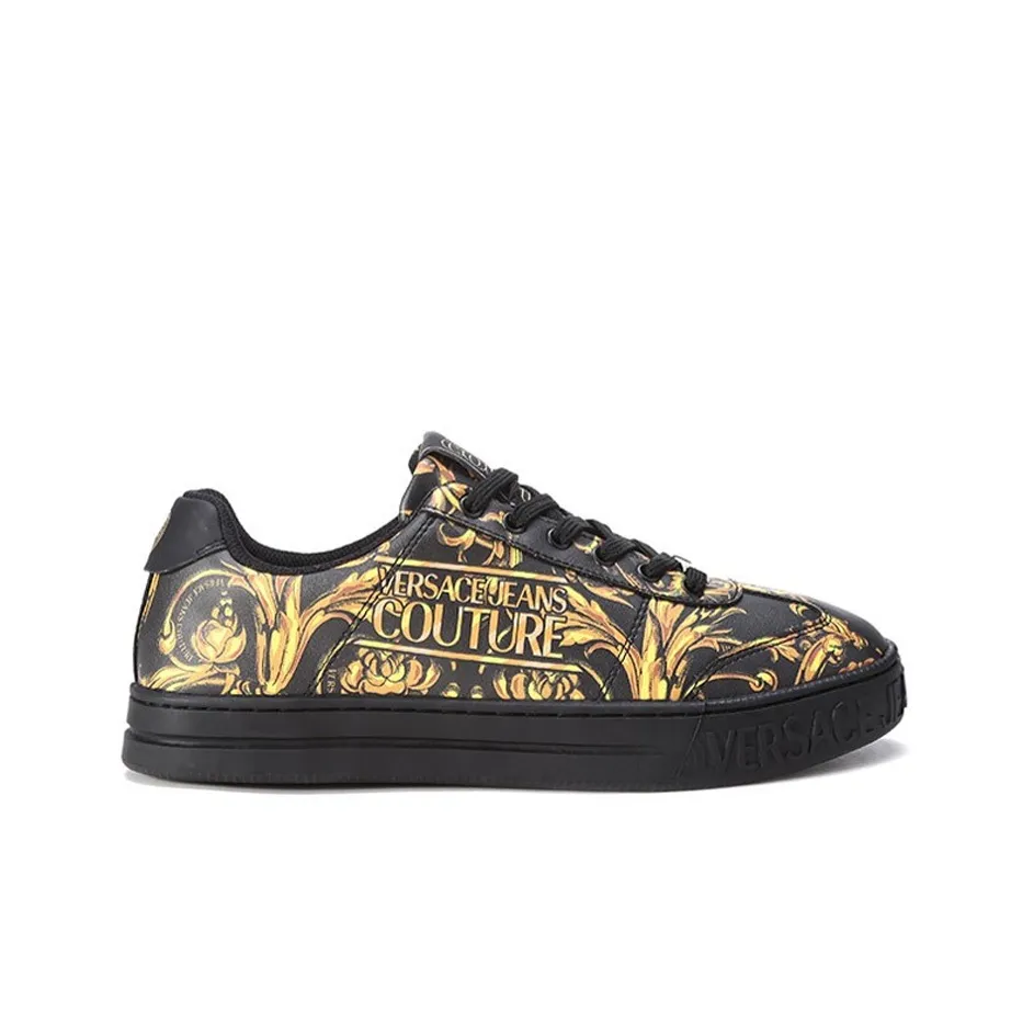 VERSACE JEANS Versace Low Top Stylish Skateboarding Shoes Black Yellow