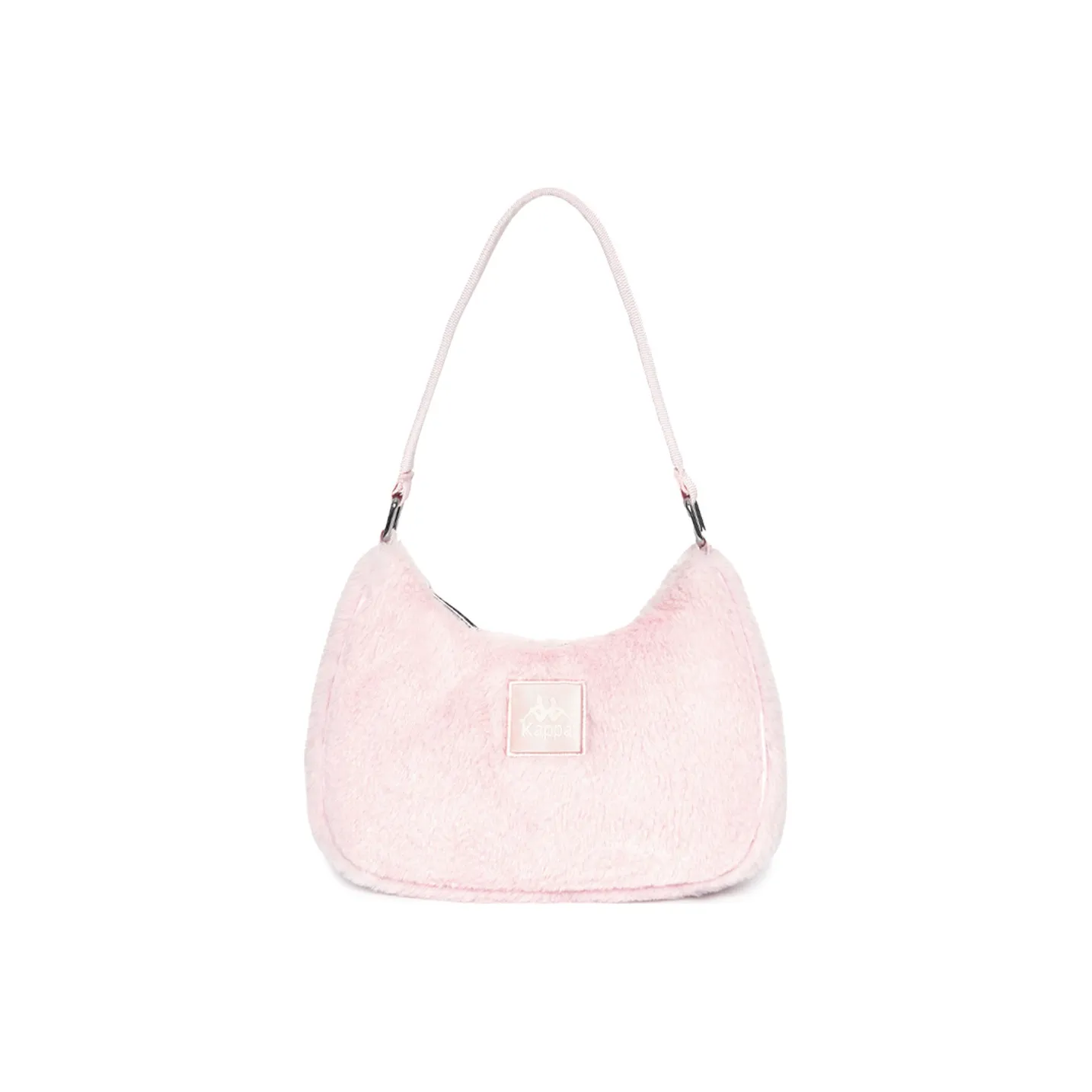 Kappa Rabbit Fur Texture Shoulder Bag, Pochette, Hobo Bag, Handbag Small Size Women's Fluffy Rabbit Pink