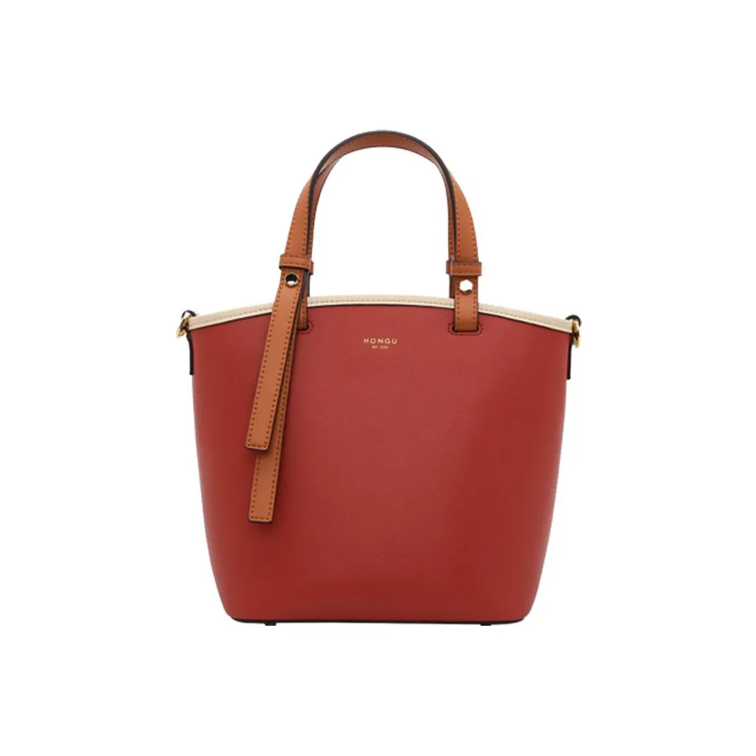 HONGU Сумка из коровьей кожи Сумка для покупок Сумка через плечо Сумка Обычная Женская Оранжево-красная Темно-синяя