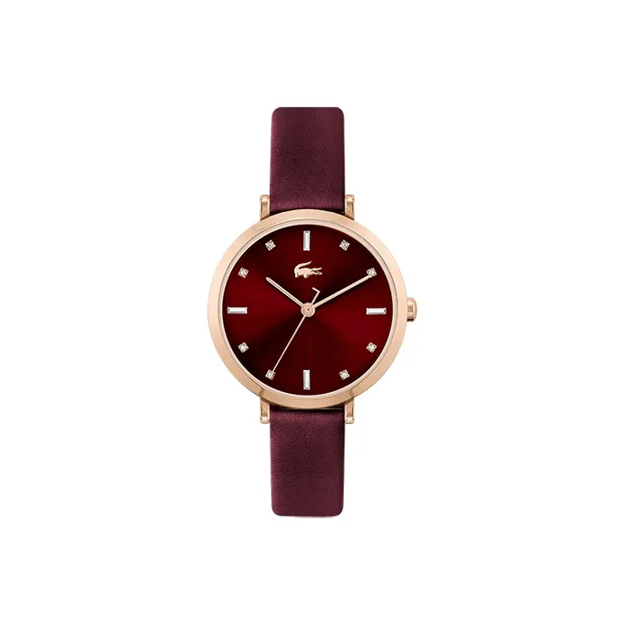 Коллекция GENEVA в сотрудничестве с LACOSTE Кварцевые часы Кожаный ремешок 32 мм Красный циферблат Женские часы