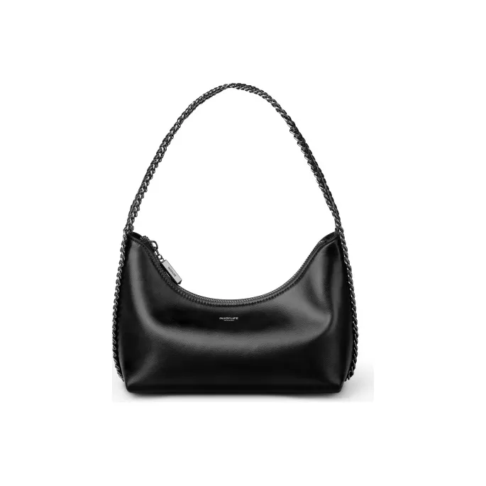 INJOYLIFE Сумка из коровьей кожи байкерская сумка на плечо сумка-полумесяц женская черная