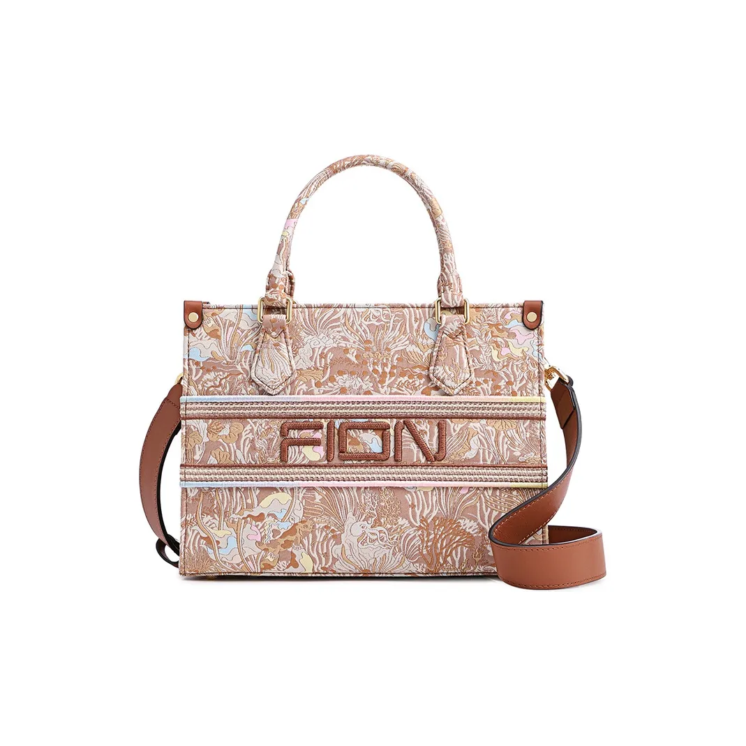 FION Fabric Tote Bag, Shopping Bag, Crossbody Bag, Handbag Medium Size Women's Multicolor