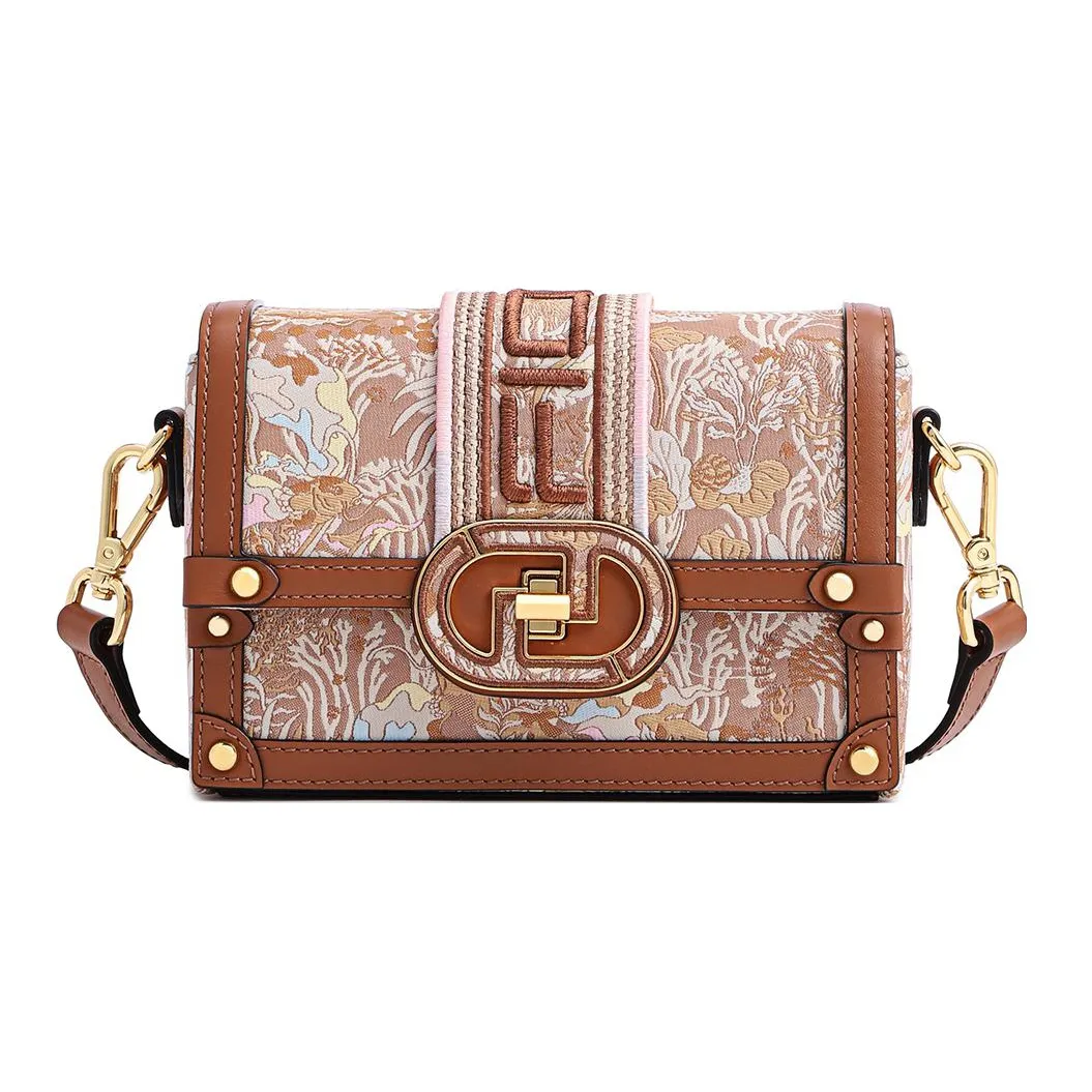 FION Fabric Small Square Bag Shoulder Bag, Crossbody Bag Trumpets Women's Khaki