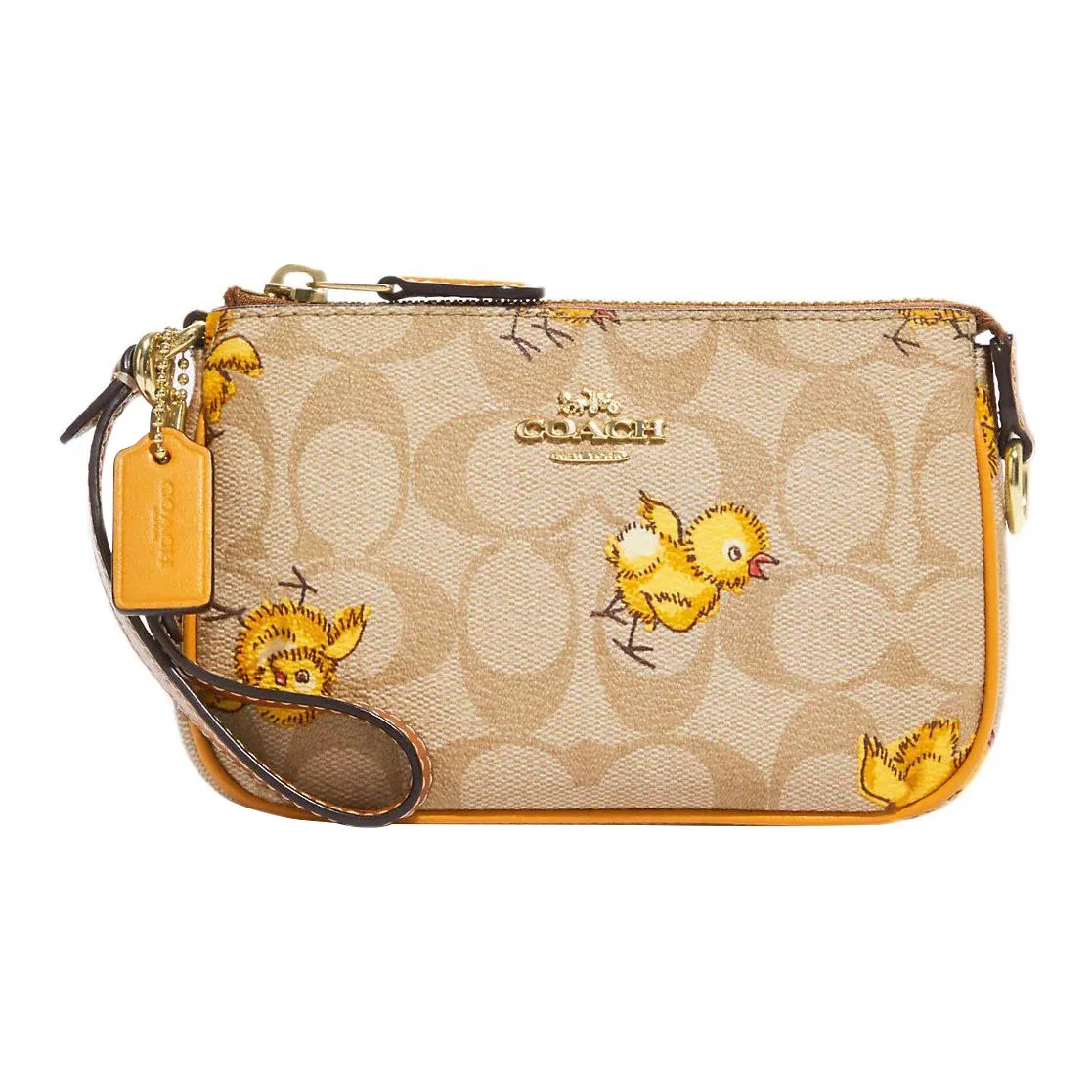 COACH Nolita Artificial Leather Mahjong Bag Handbag Wrist Bag Clutch Regular Women's Khaki & Yellow