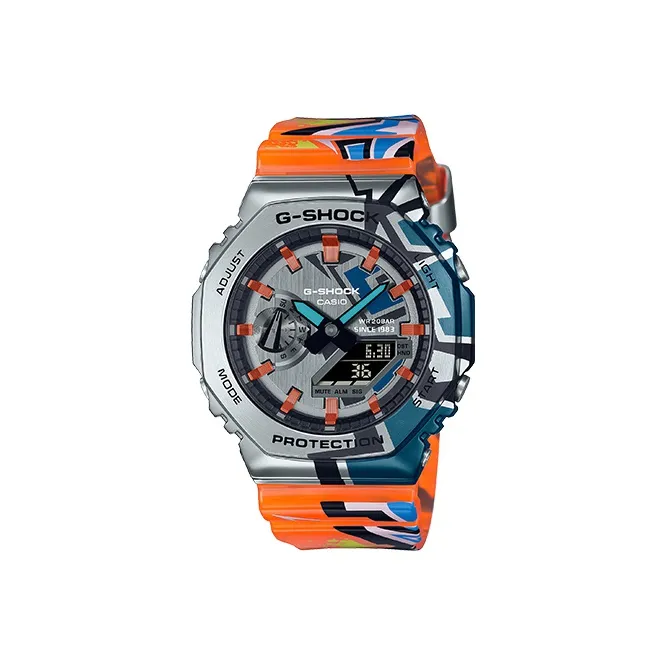 CASIO г Shock Collection Кварцевый механизм Смольный ремешок Часы Мужские Циферблат серебристый