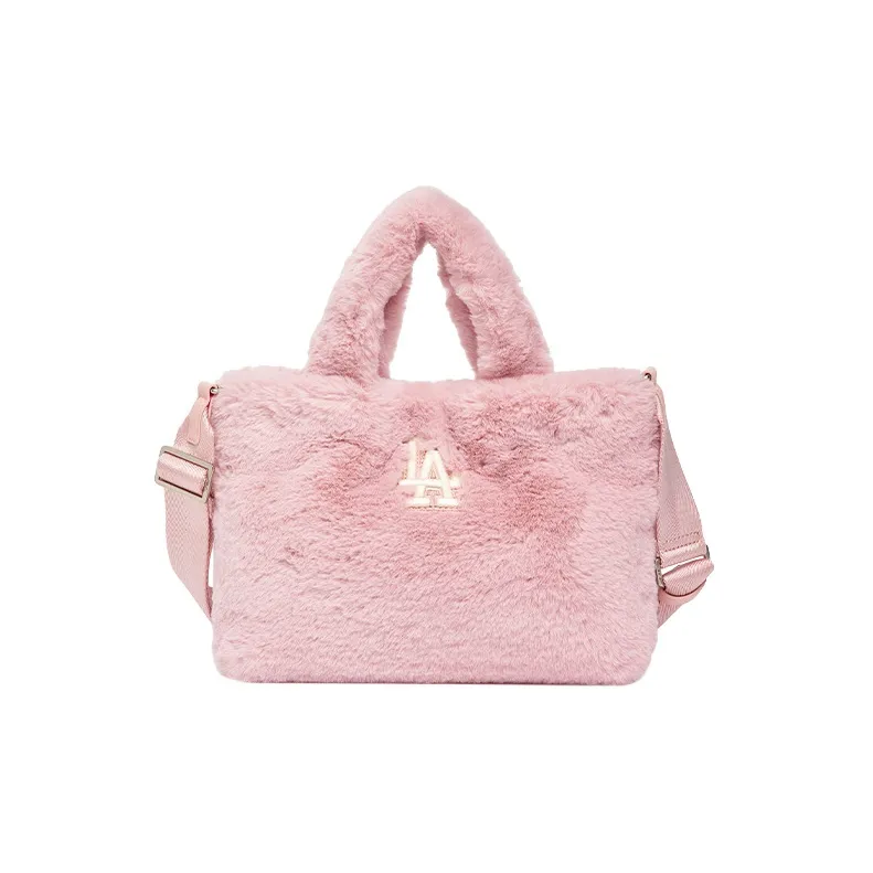 MLB Plush Fleece Tote Bag Shopping Bag Shoulder Bag Crossbody Bag Handbags Regular Women's Pink