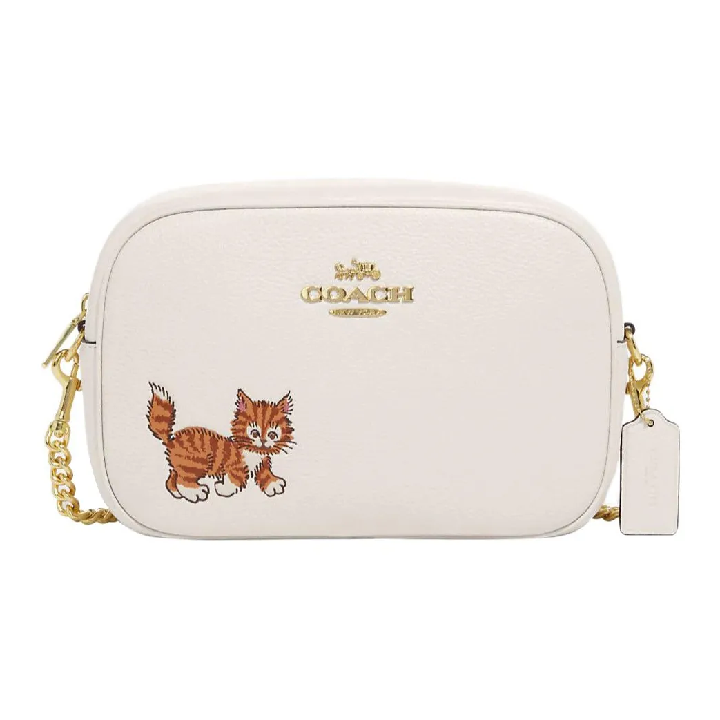 COACH Jamie Утонченный Pebble Кожа Camera Сумка Сумка через плечо Женская Мел Белый
