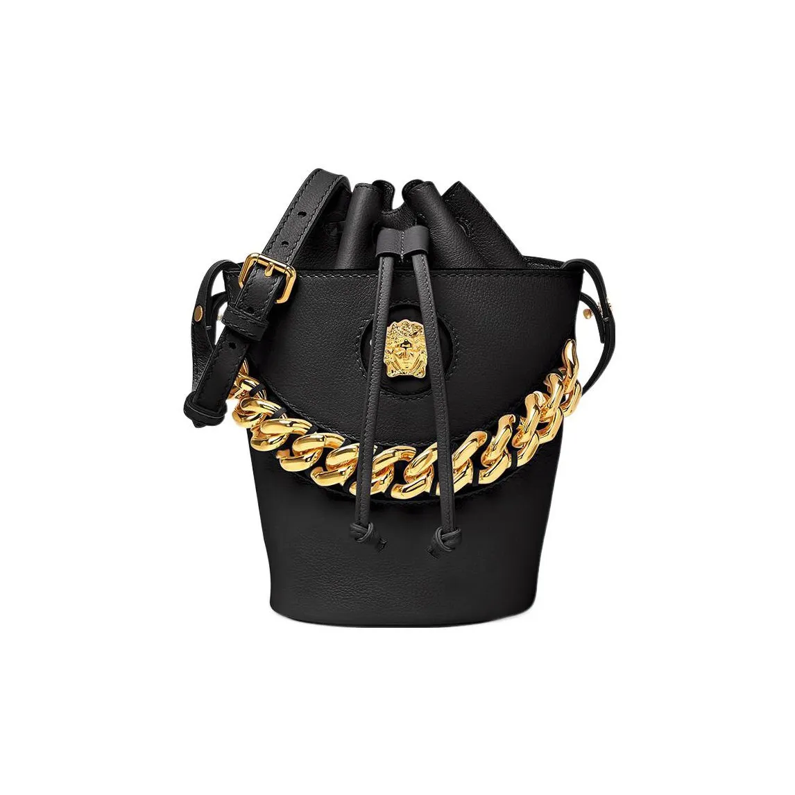 VERSACE La Medusa Calfskin Bucket Bag, Handbag, Shoulder Bag, Crossbody Bag Women's Black