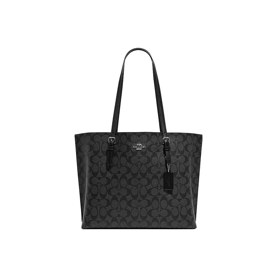 COACH Mollie Artificial Leather Tote Bag, Shopping Bag, Shoulder Bag, Handbag Tubas Women's Black