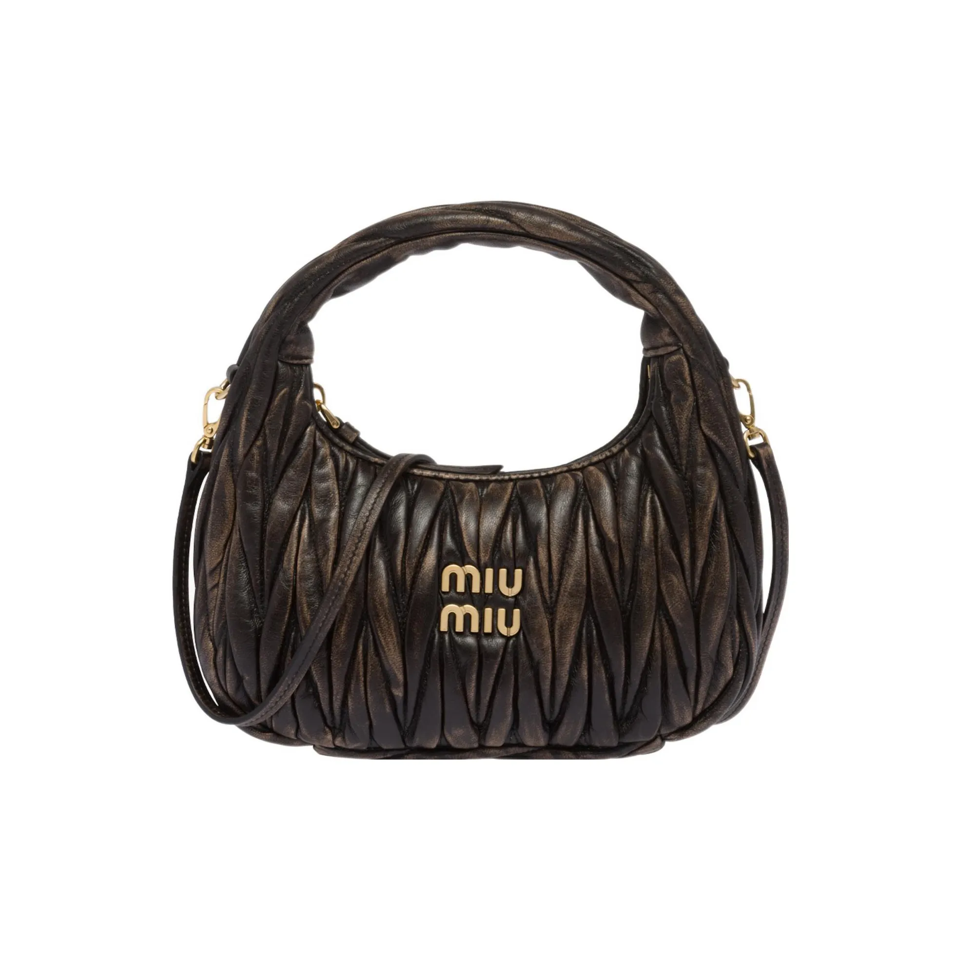 MIU MIU Matelassé Sheepskin Hobo Bag, Portable Crossbody Bag, Shoulder Bag Women's Sandy Brown