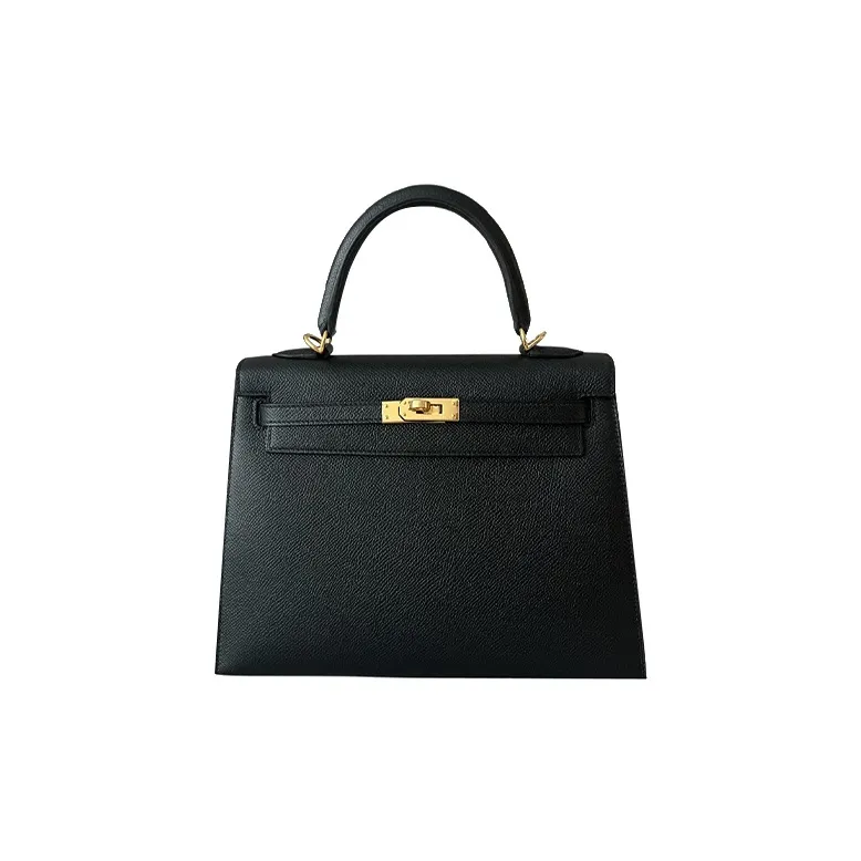HERMES Kelly Epsom Leather Kelly Bag One Shoulder Handbags Women's Noir Black