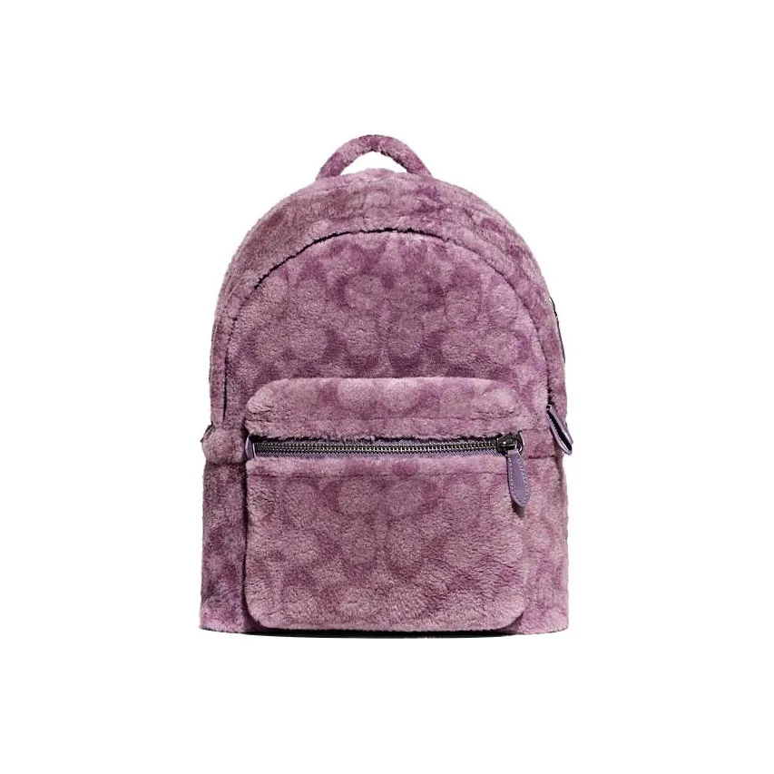 COACH Charter Shearling With Fabric Backpack Tubas Women's Purple