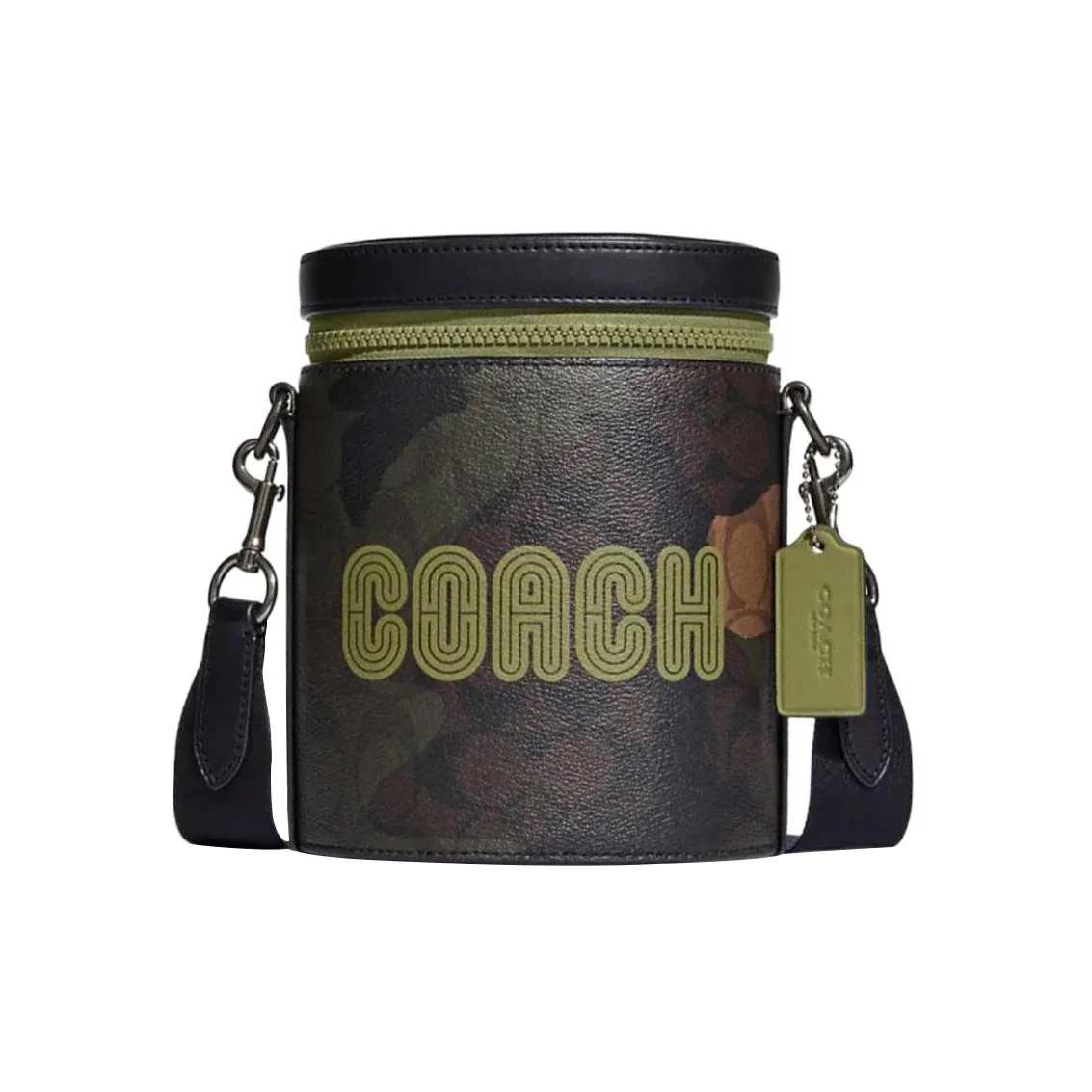 coach Handbag Barrel Coated Canvas With micro Calfskin Bucket Bags Shoulder Bag Crossbody Bag Mini Men's Olive Green