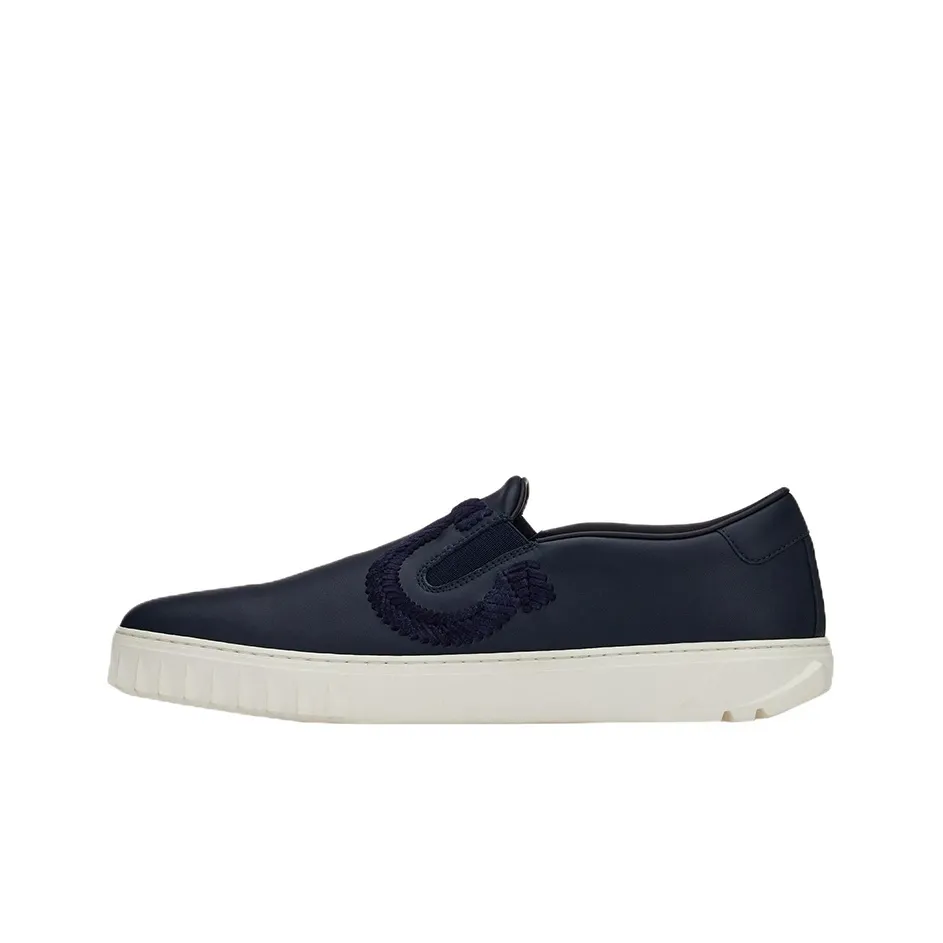 FERRAGAMO GANCINI Low Top Stylish Skateboarding Shoes Men's Dark Blue