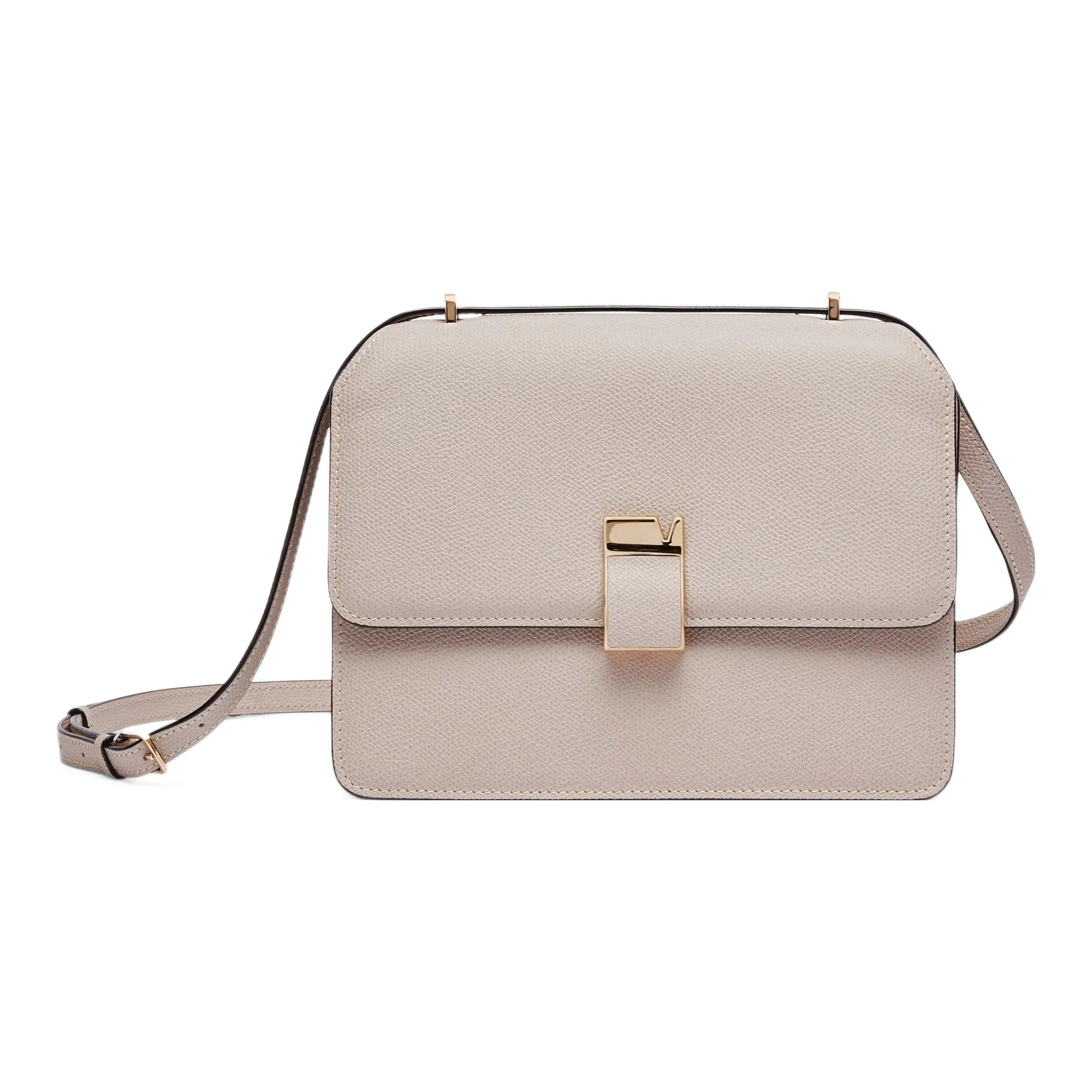 Valextra Calfskin Shoulder Bag, Crossbody Bag Medium Size Women's Nude