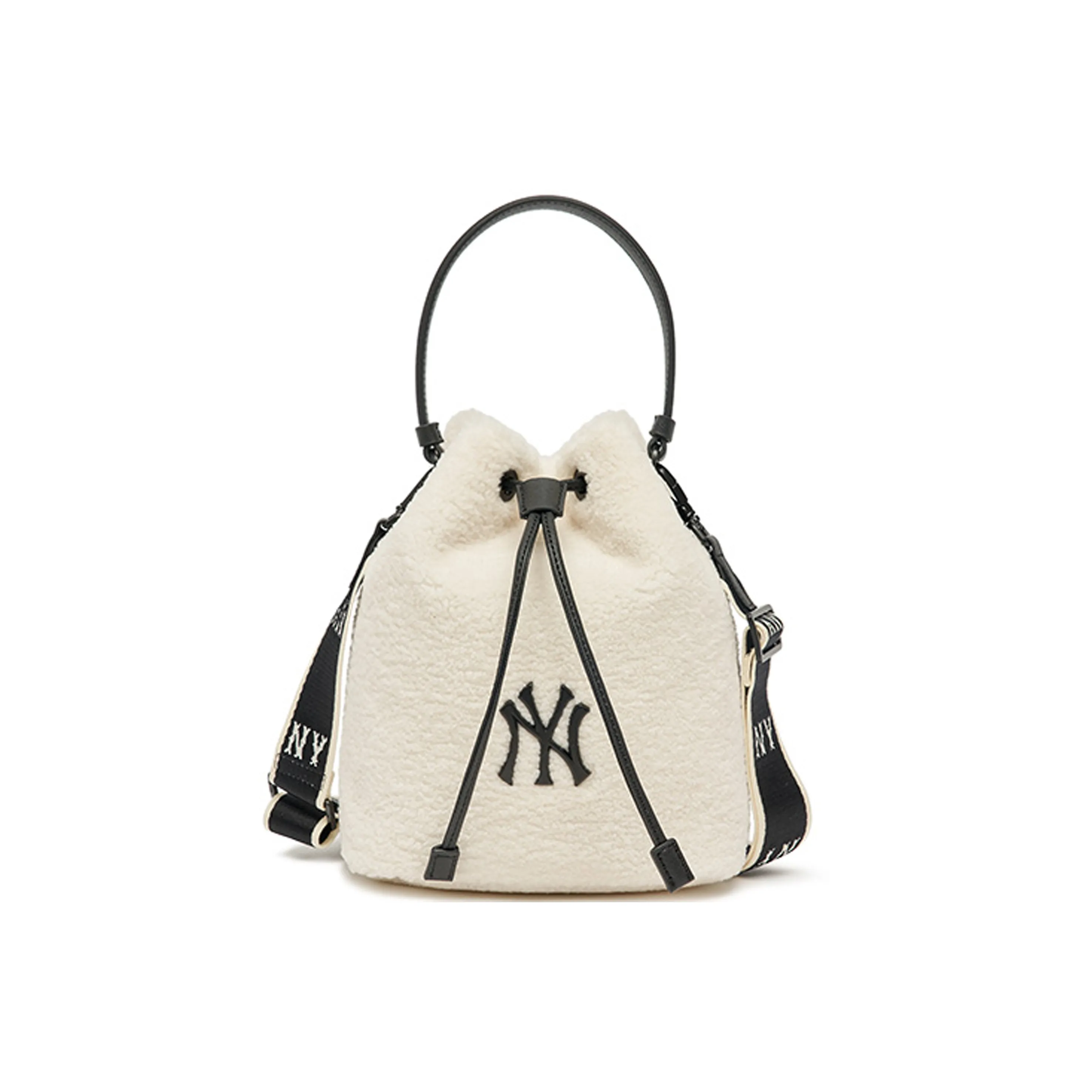 MLB Polyester Bucket Bag Handbag Shoulder Bag Crossbody Bag Small Size Unisex Black White