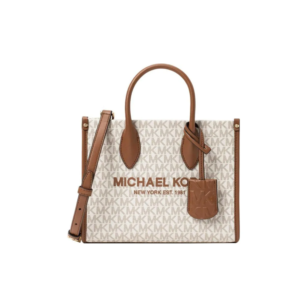 MICHAEL KORS Coated Canvas Handbag, Shoulder Bag, Crossbody Bag Trumpets Women's Vanilla