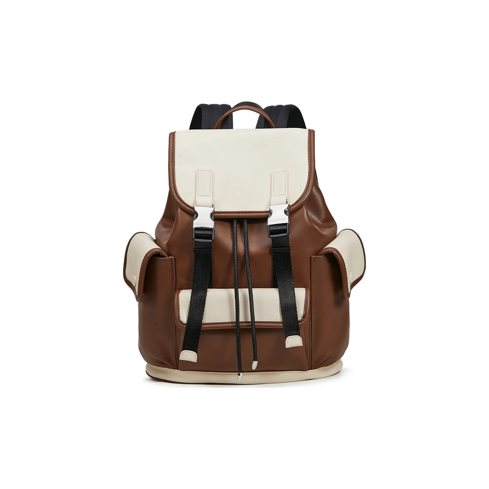 Slazenger PU Soft Leather Backpack Medium Size Unisex Black/Brown