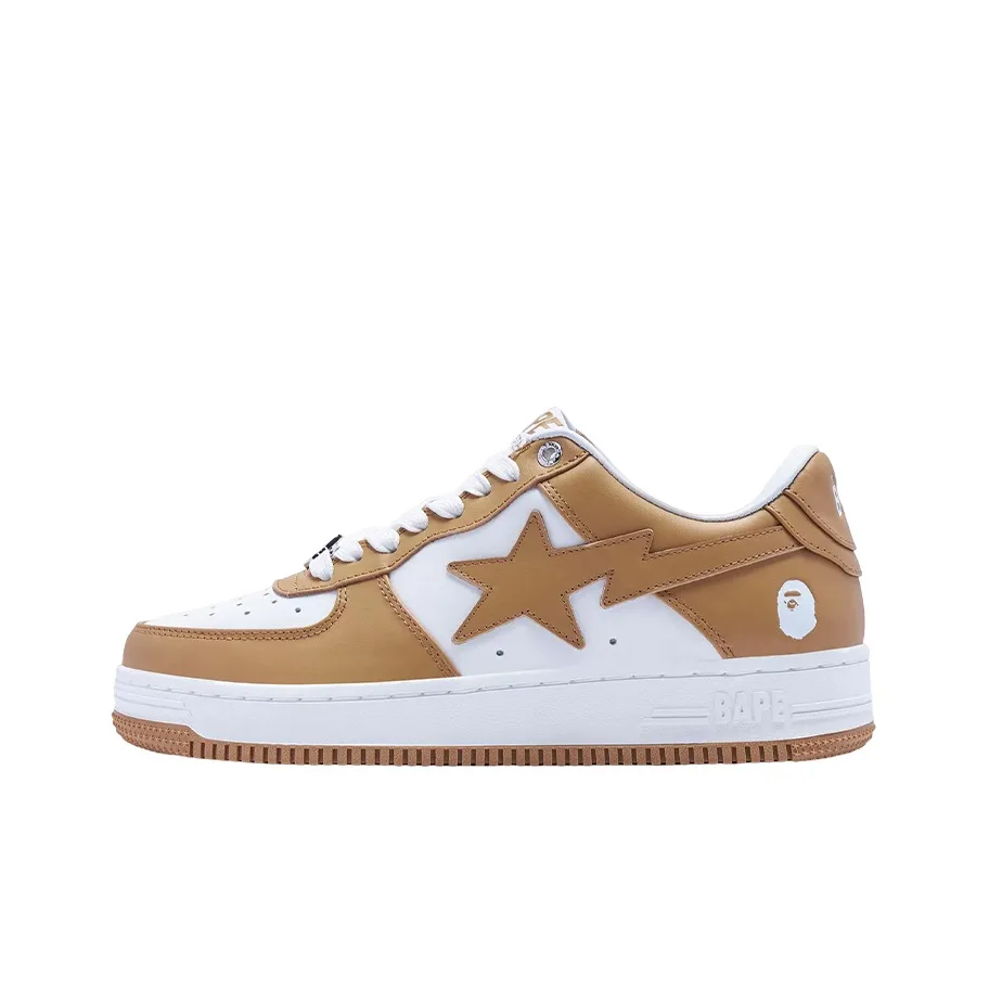 A BATHING APE Bape STA Stylish Skateboarding Shoes Women's White Brown