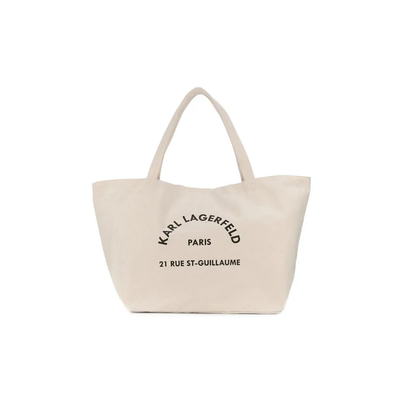 KARL LAGERFELD Fabric Tote Bag, Shopping Bag, Shoulder Bag, Handbag Women's White
