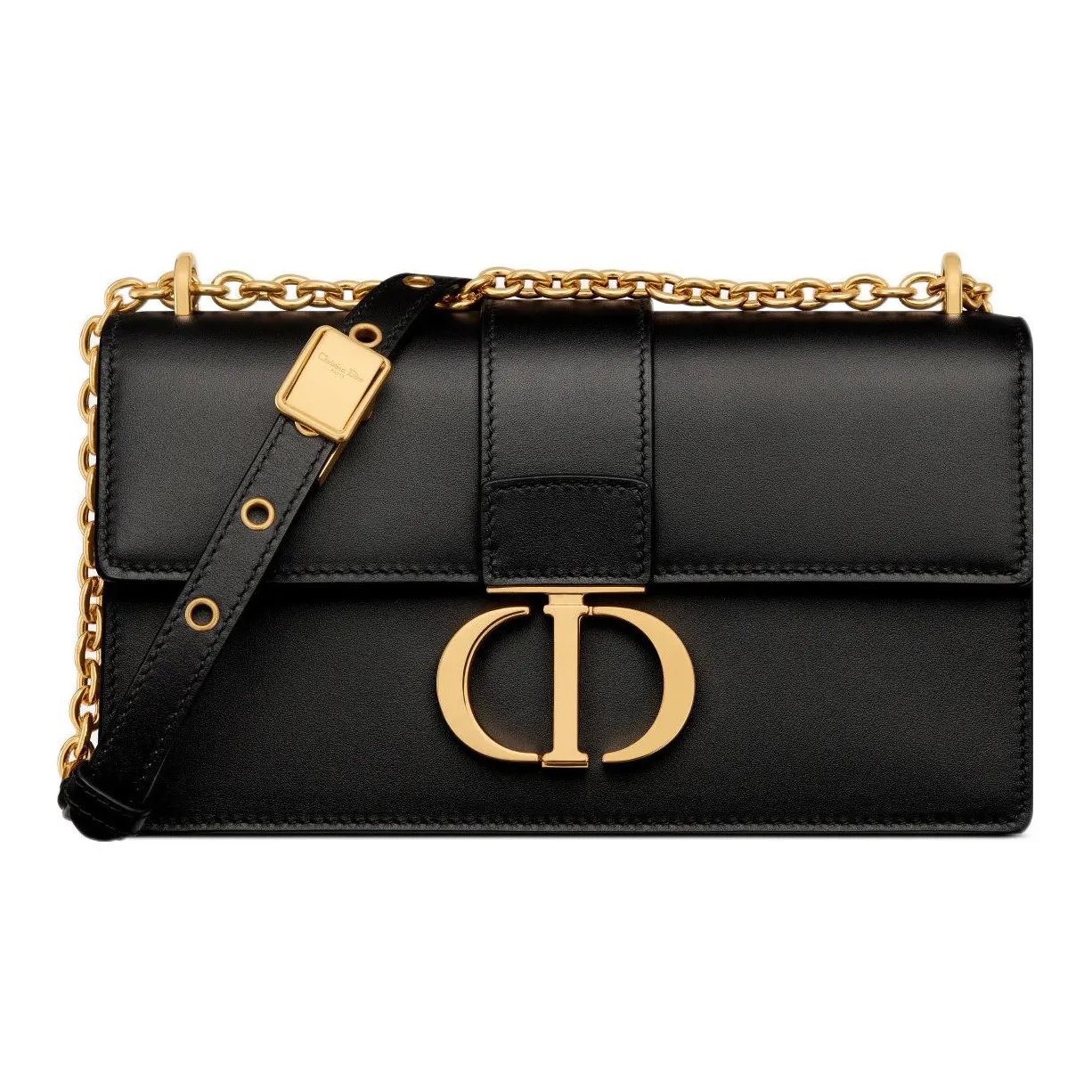 DIOR 30 Montaigne Cow Leather Chain Bag, Shoulder Bag, Crossbody Bag Trumpets Women's Black