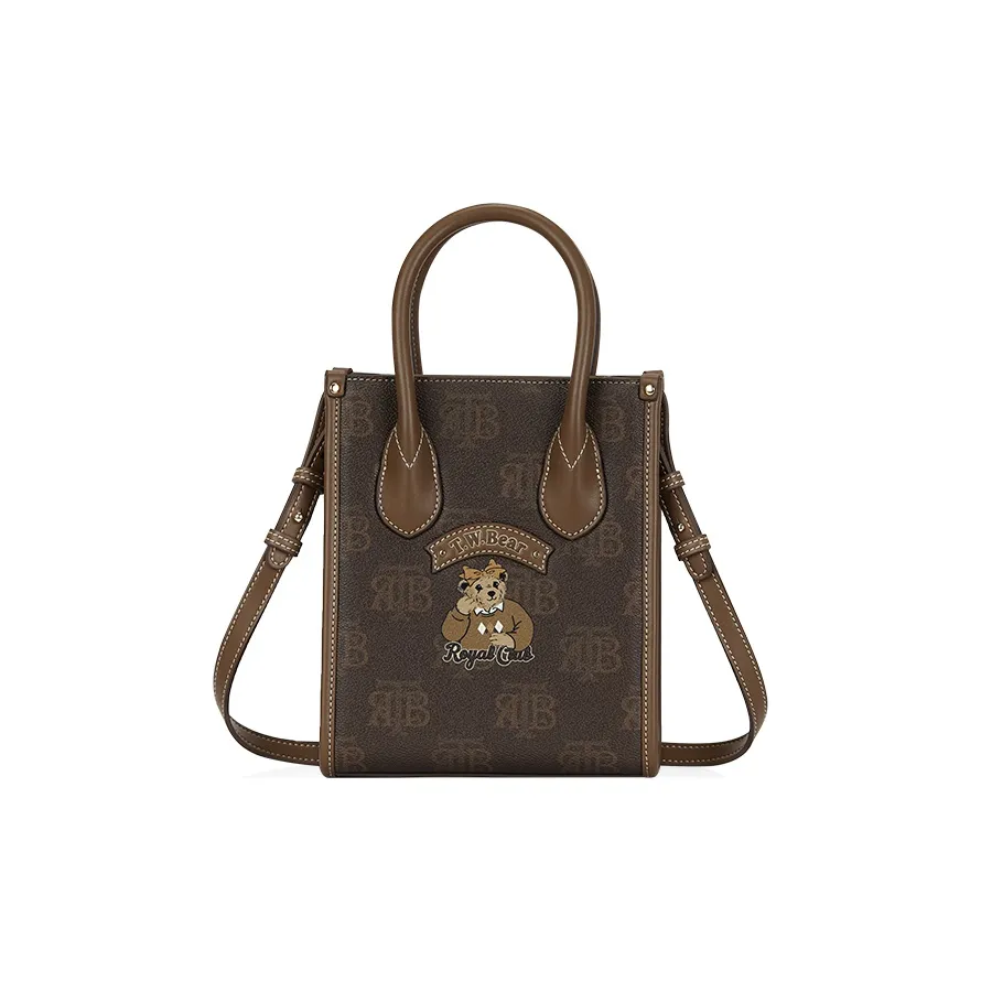 Teenie Weenie PVC Tote Bag, Shopping Bag, Crossbody Bag, Handbag Medium Size Women's Mocha/Caramel Brown