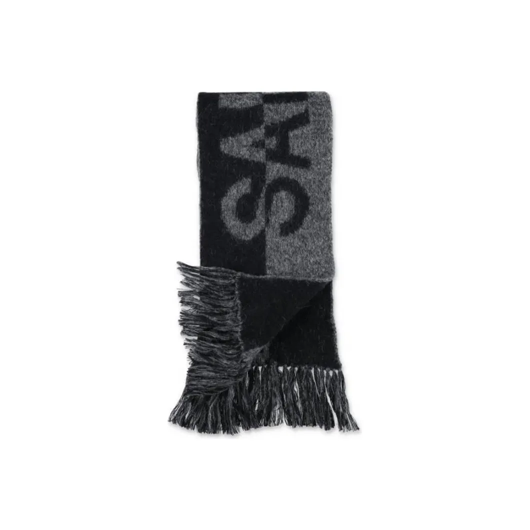 SAINT LAURENT Logo Detailed Fringed Edge Scarf