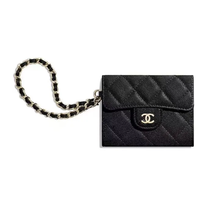 CHANEL Calfskin Clutch Wallet Regular Women's Black