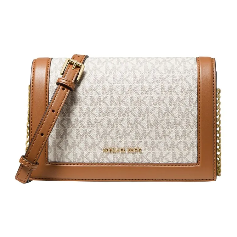 MICHAEL KORS Jet Set Travel Холст Сумка через плечо Большая Женская Ванильный Коричневый