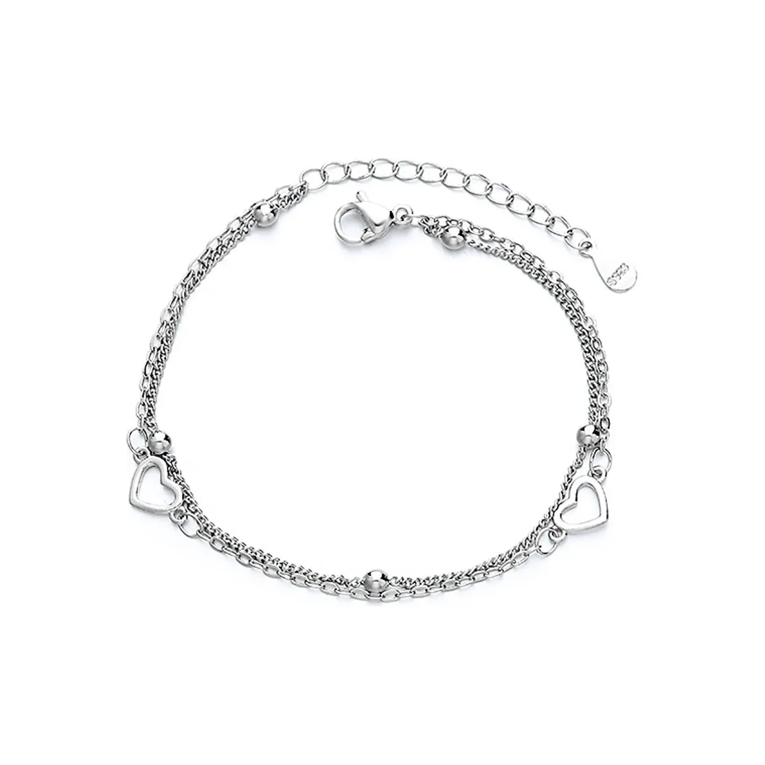 AWD Сплав Браслеты Двойной Layer Cut Out Сердце BRACELET Женские