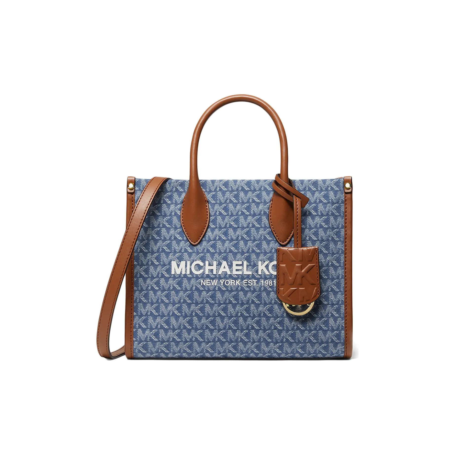 MICHAEL KORS Mirella Cotton Tote Bag, Shopping Bag, Shoulder Bag, Crossbody Bag, Handbag Small Size Women's Denim Blue