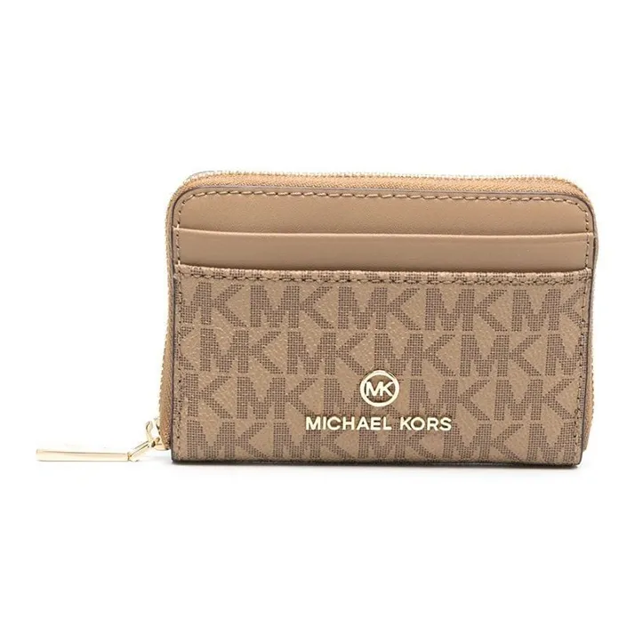 MICHAEL KORS Jet Set Charm Calfskin Card Holder Wallet Women's Gray