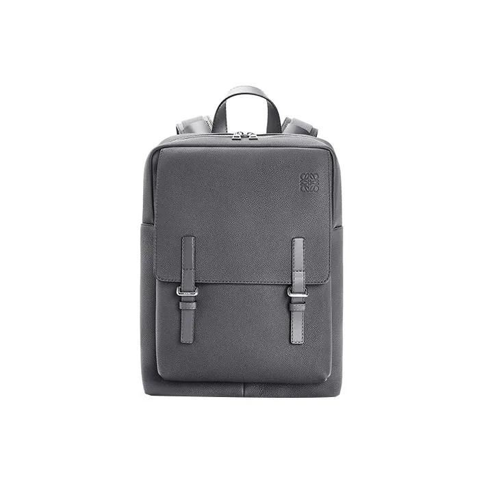 LOEWE Military Soft Grain Cow Leather Backpack Regular Men's Gray