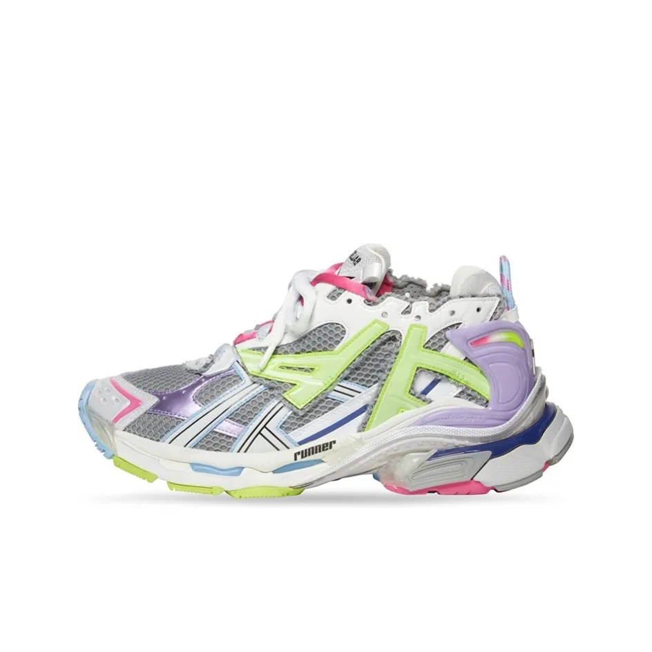 Balenciaga Runner Leather Free Grey Light Purple Neon Yellow White