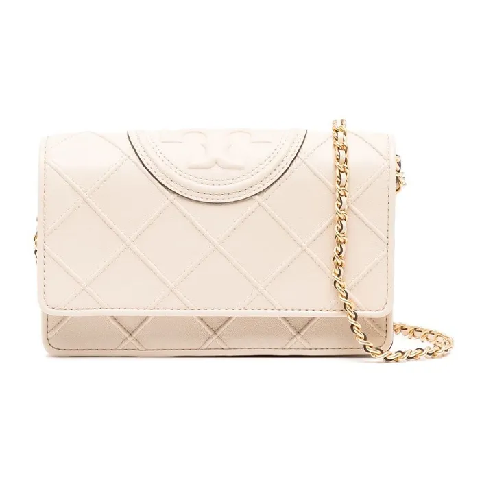 TORY BURCH Fleming Chain Wallet New Cream
