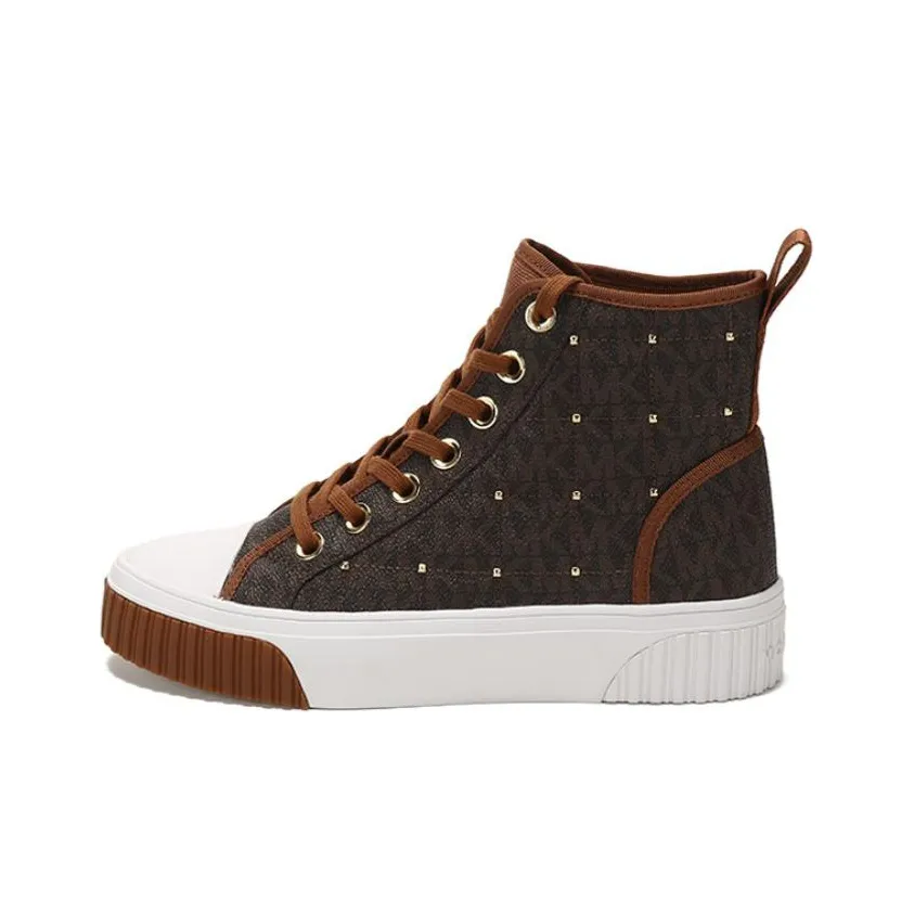 MICHAEL KORS Gertie High Top Stylish Skateboarding Shoes Great Women's Brown