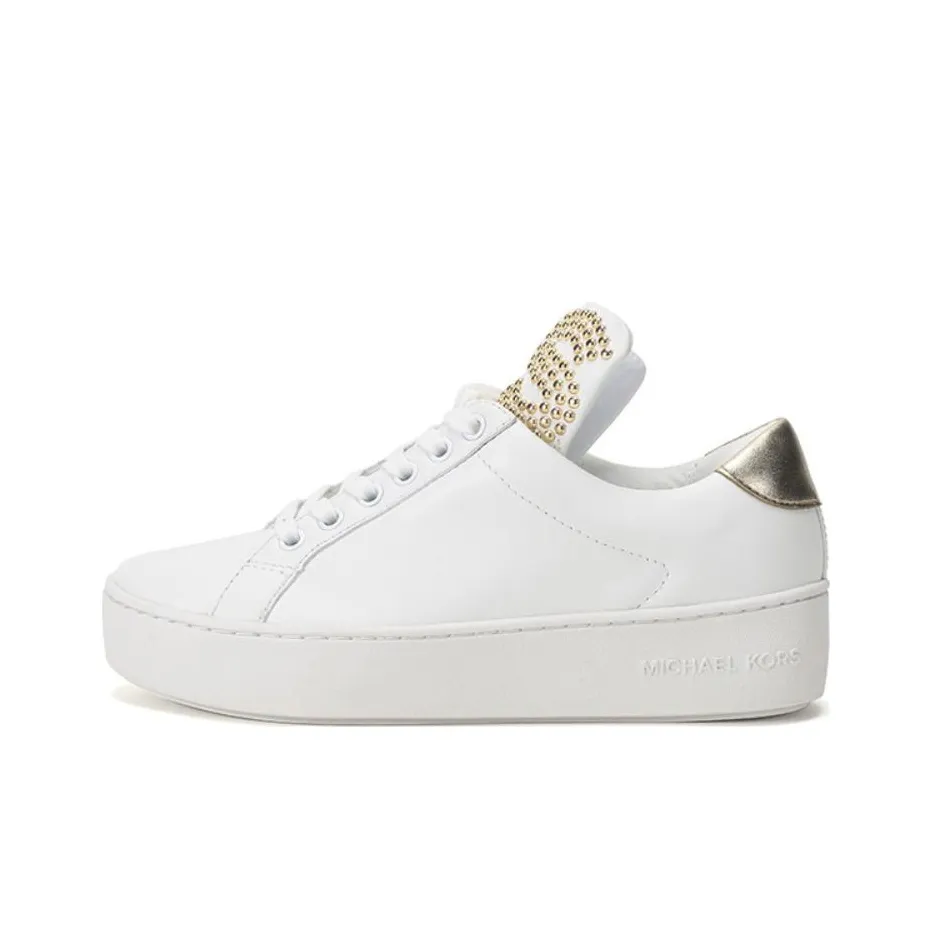 MICHAEL KORS Mindy Low Top Stylish Skateboarding Shoes Women's White Gold