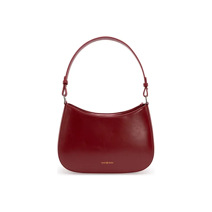 VENOF Натуральная кожа Французская сумка через плечо плечевая сумка среднего размера женская бордовый красный Рамс черный глубокий черный