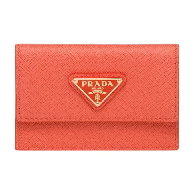 PRADA Saffiano кожаный держатель для карт женский оранжевый