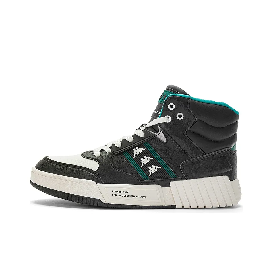 Kappa Skateboard Shoes Men's High Top Black/Korean White/Green