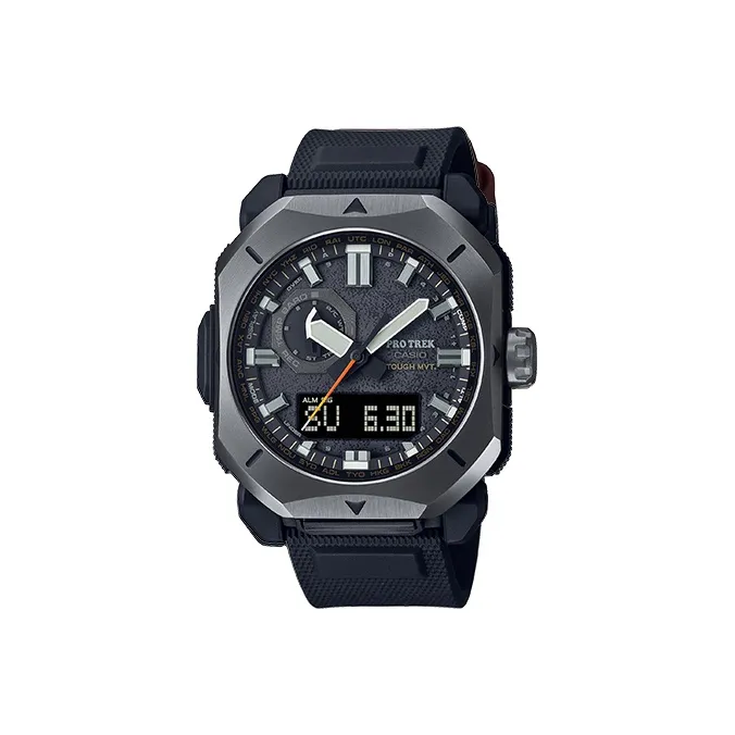 CASIO PRO TREK Солнечный Кварцевый механизм Смольный ремешок Часы Мужские Черный циферблат