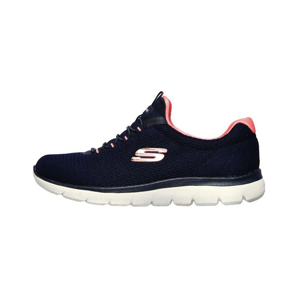 Skechers Summits Cool Classic Устойчивый к истиранию Низкий Топ Спортивная Повседневная Обувь Женская Синий Розовый