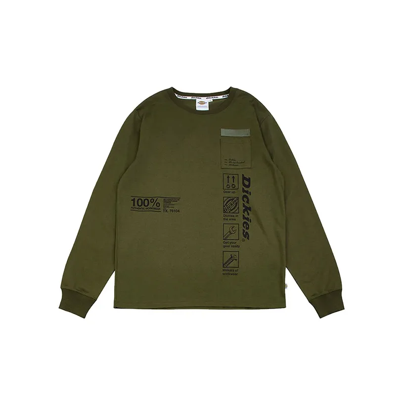 Dickies Длинный рукав Т-рубашка Мужская Армейский зеленый