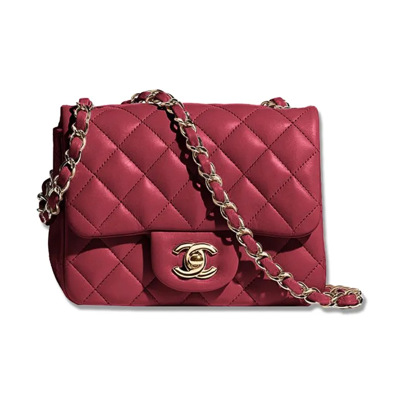 CHANEL Classic Flap CF Lambskin Crossbody Bag, Shoulder Bag Mini Women's Burgundy