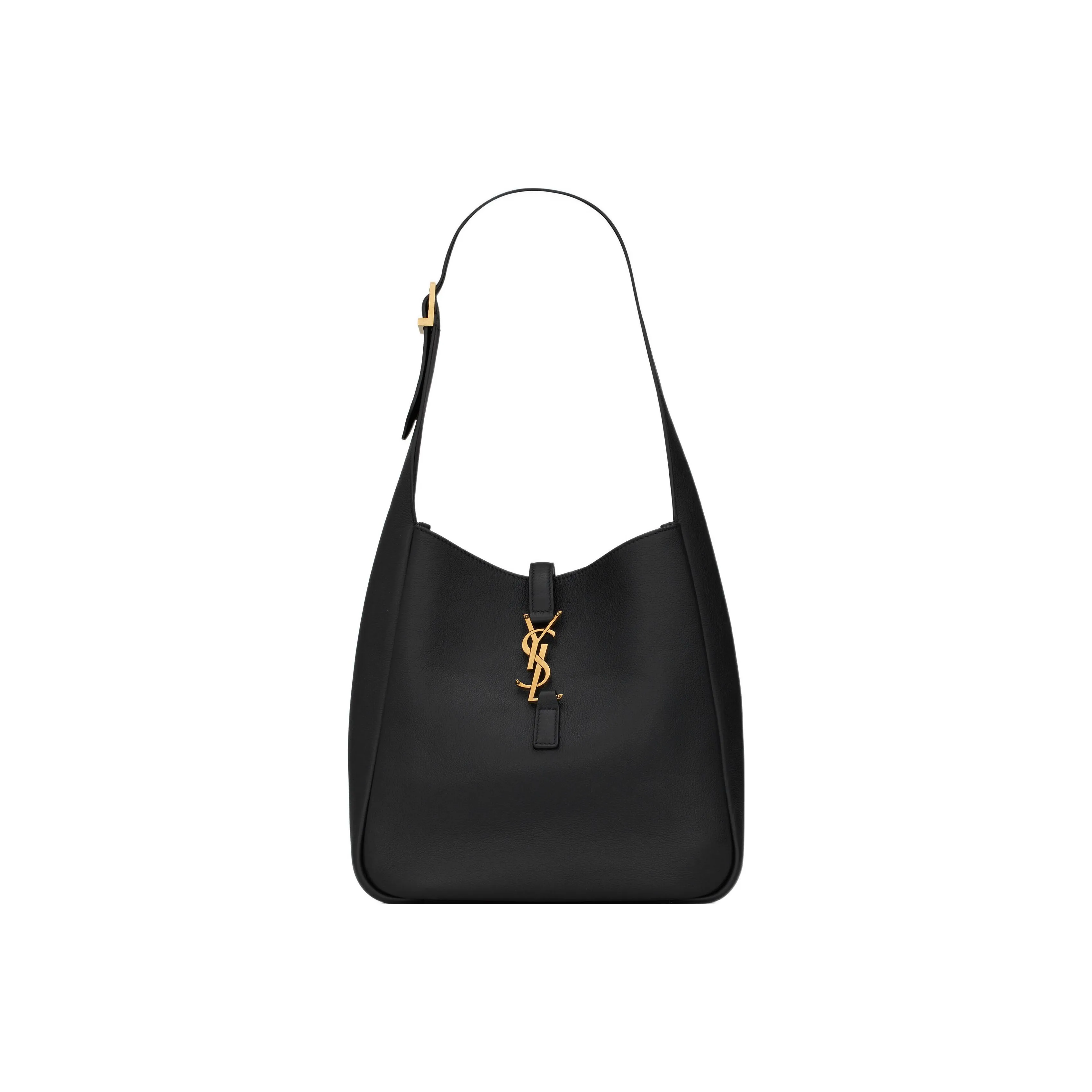 SAINT LAURENT LE5A7 Soft Grained Cow Leather Hobo Bag Handbag Shoulder Bag Women's Black